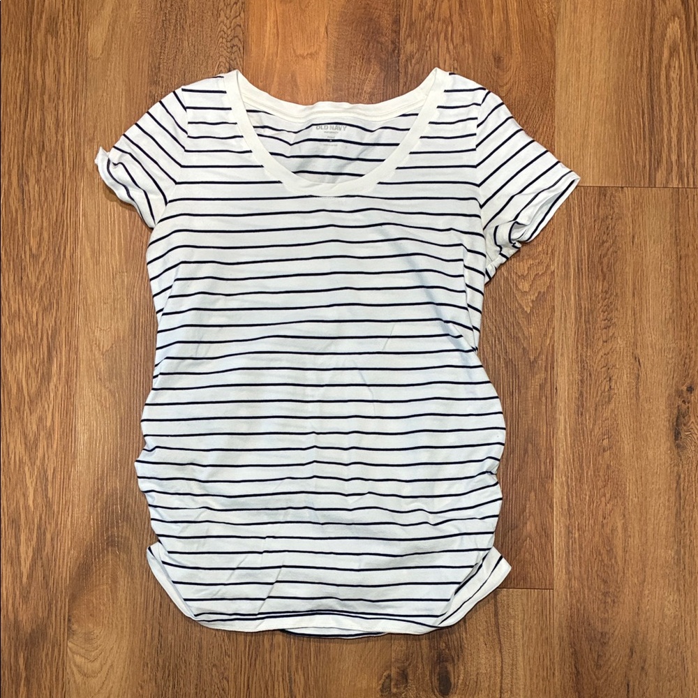 Old Navy Maternity Navy and White Striped Tee